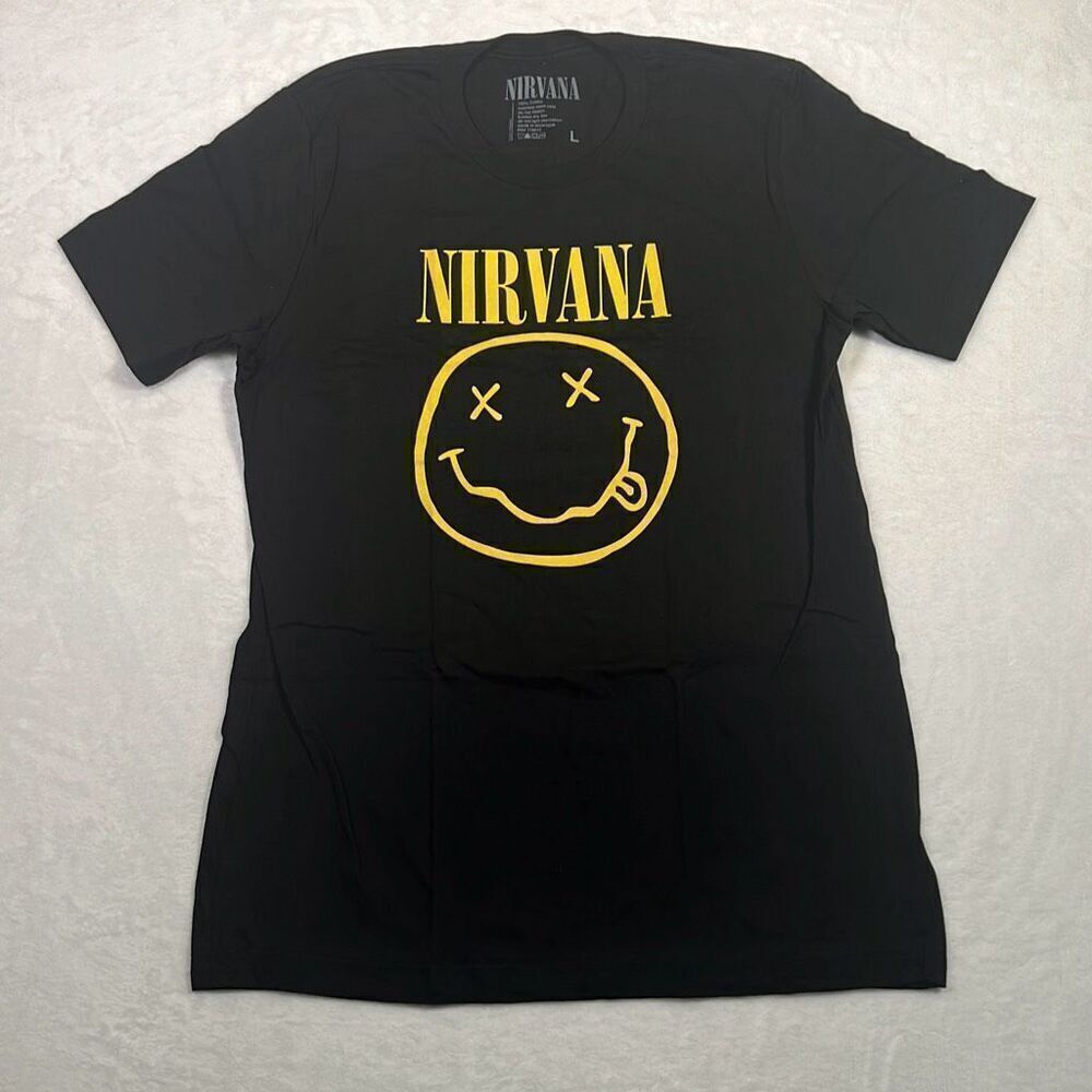 Nirvana Smiley‎ face corporate rock concert release double sided T-shirt Men L